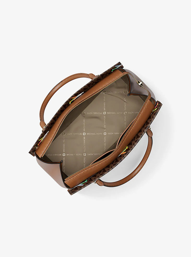 Michael Kors Marilyn Medium Printed Signature Logo Satchel Bag