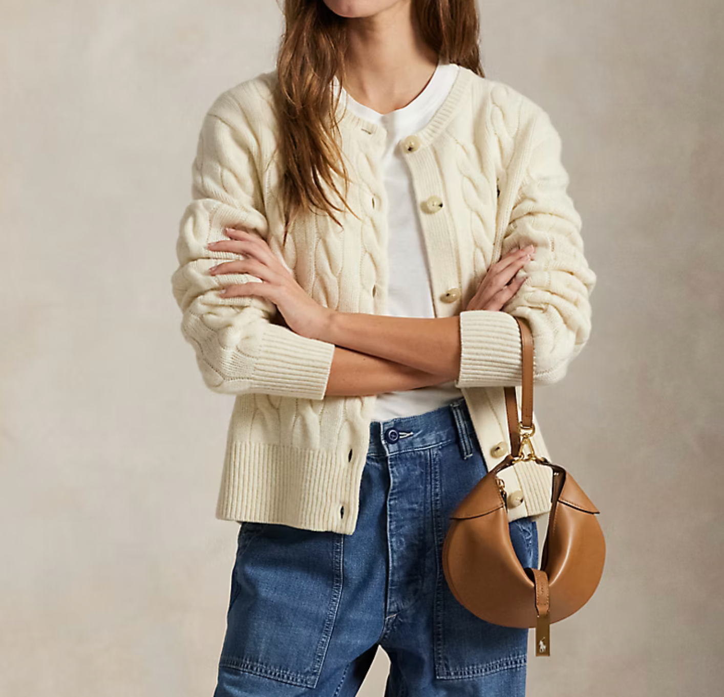 Polo Ralph Lauren Cable-Knit Wool-Cashmere Cardigan - Authentic Cream