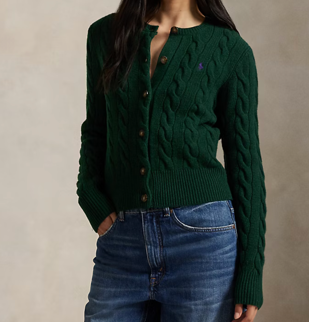 Polo Ralph Lauren Cable-Knit Wool-Cashmere Cardigan - Castleton Green