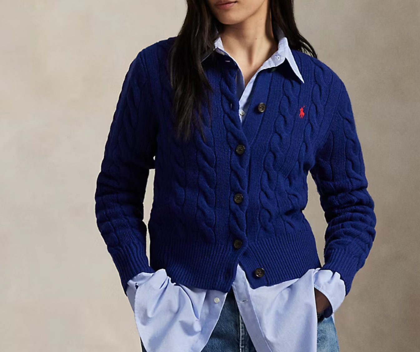 Polo Ralph Lauren Cable-Knit Wool-Cashmere Cardigan - Winter Night Navy