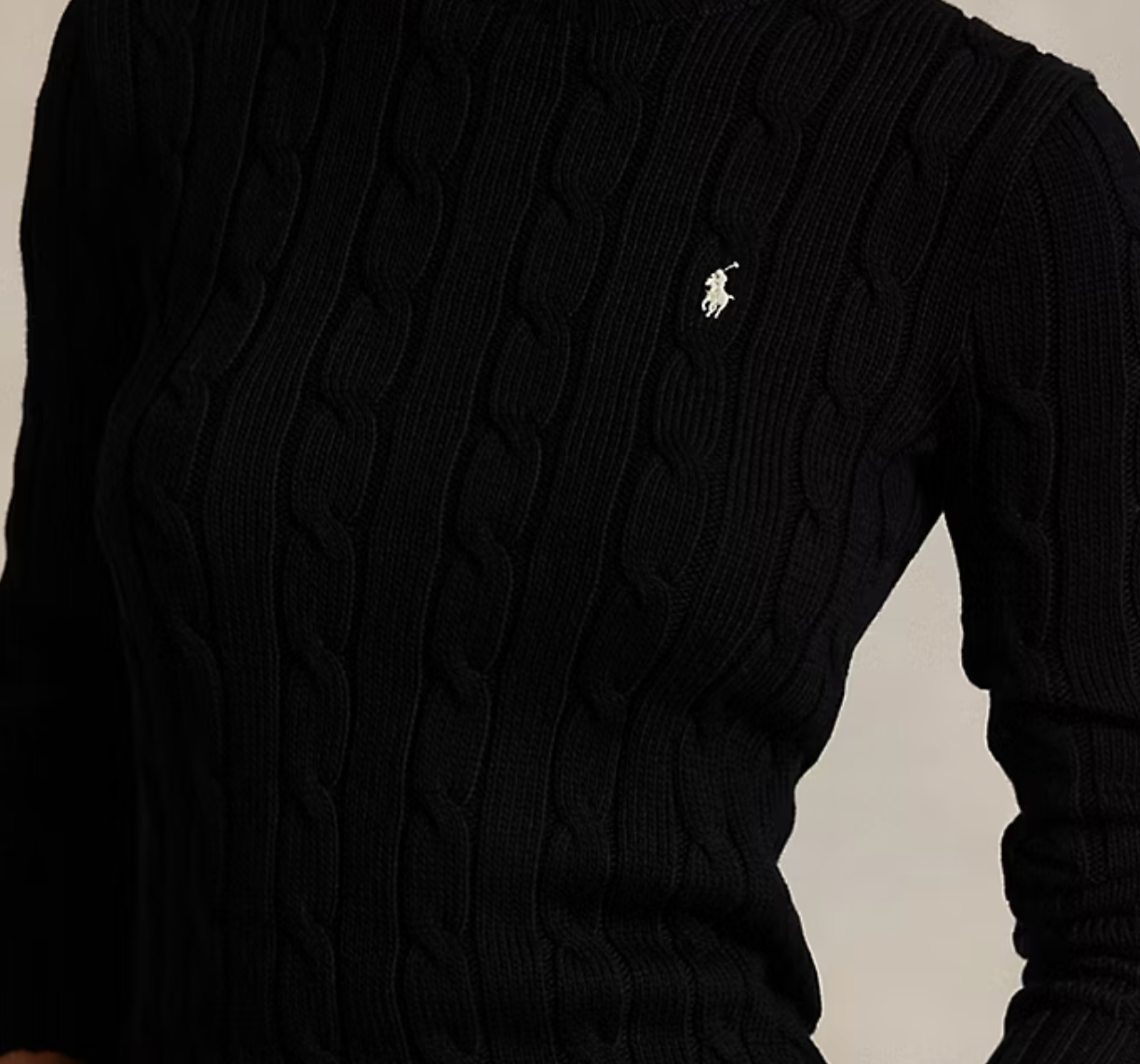 Polo Ralph Lauren Cable-Knit Cotton Crewneck Sweater - Polo Black White PP
