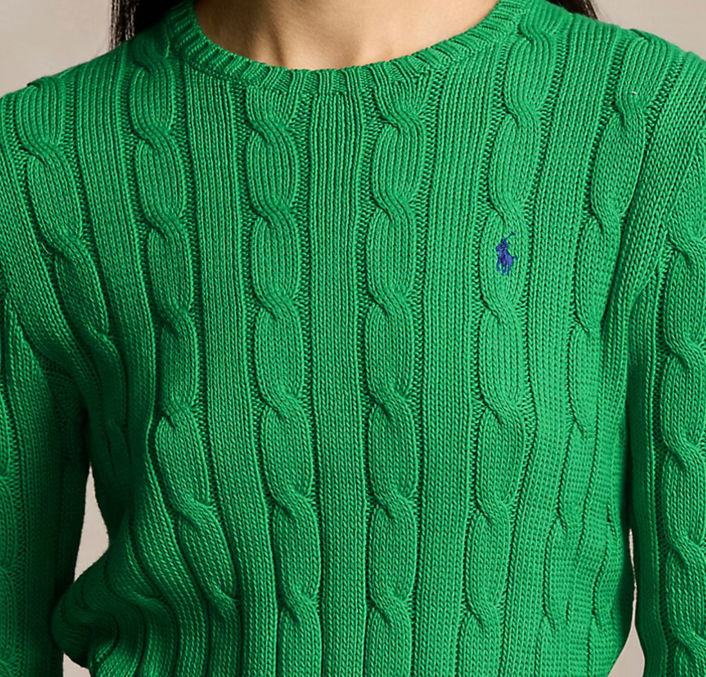 Polo Ralph Lauren Cable-Knit Cotton Crewneck Sweater - Preppy Green