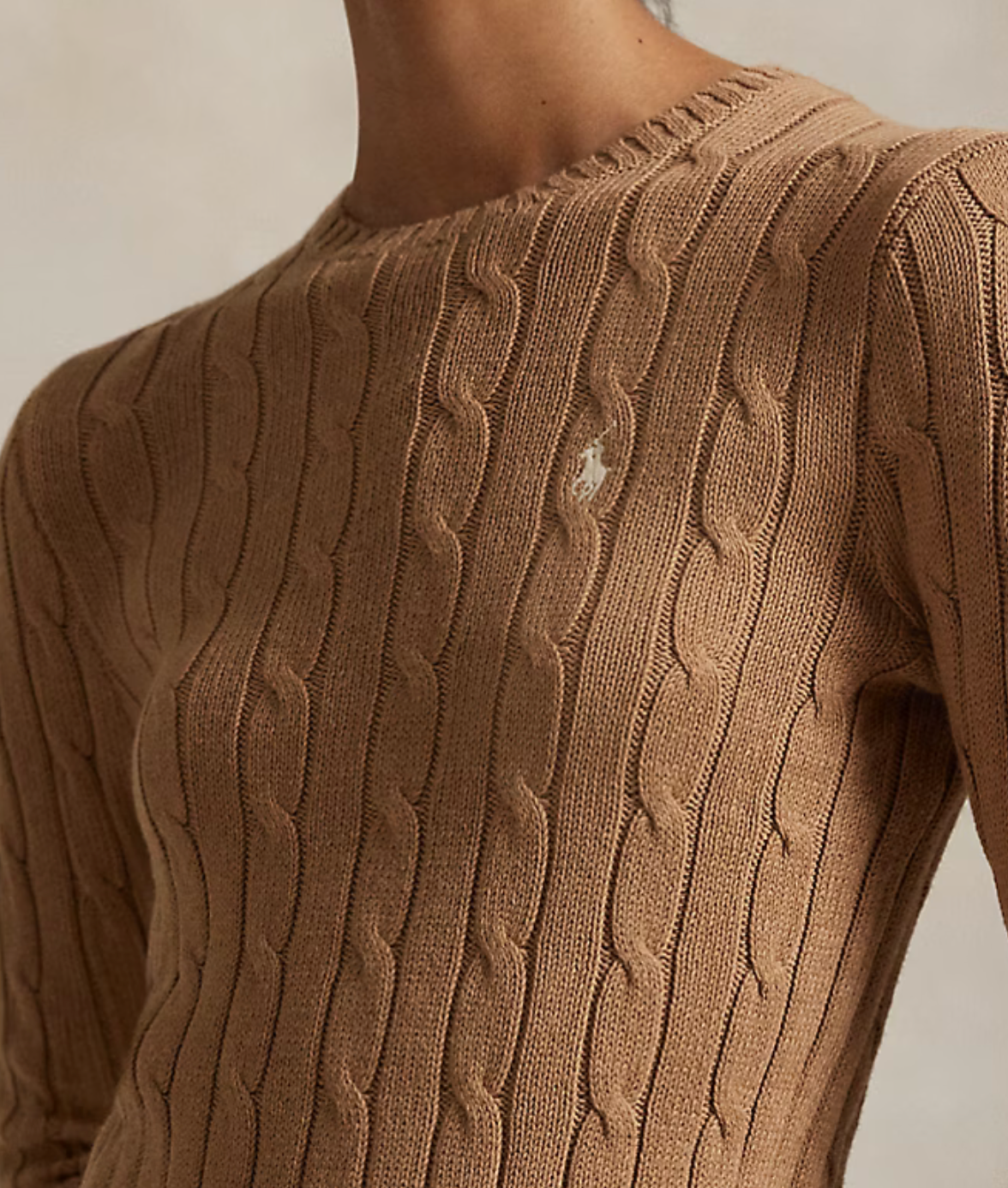 Polo Ralph Lauren Cable-Knit Cotton Crewneck Sweater - Collection Camel Melange