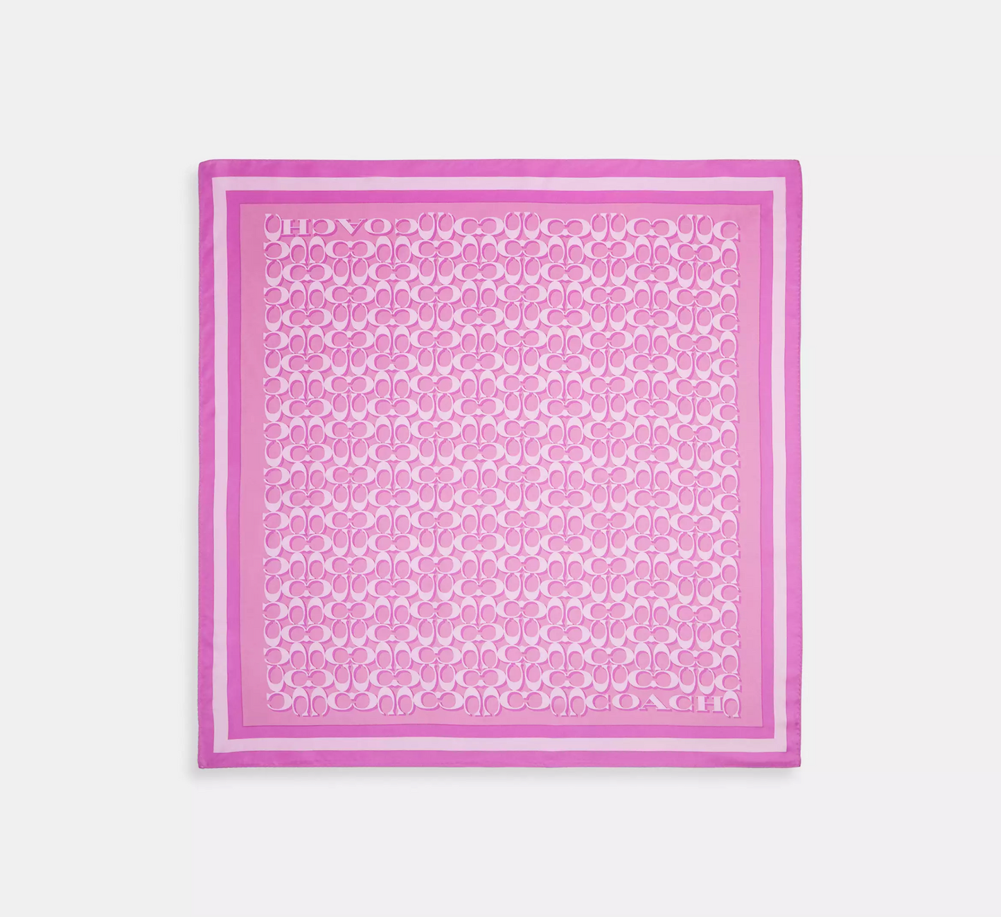 Coach Signature Print Silk Square Scarf - Fuschia