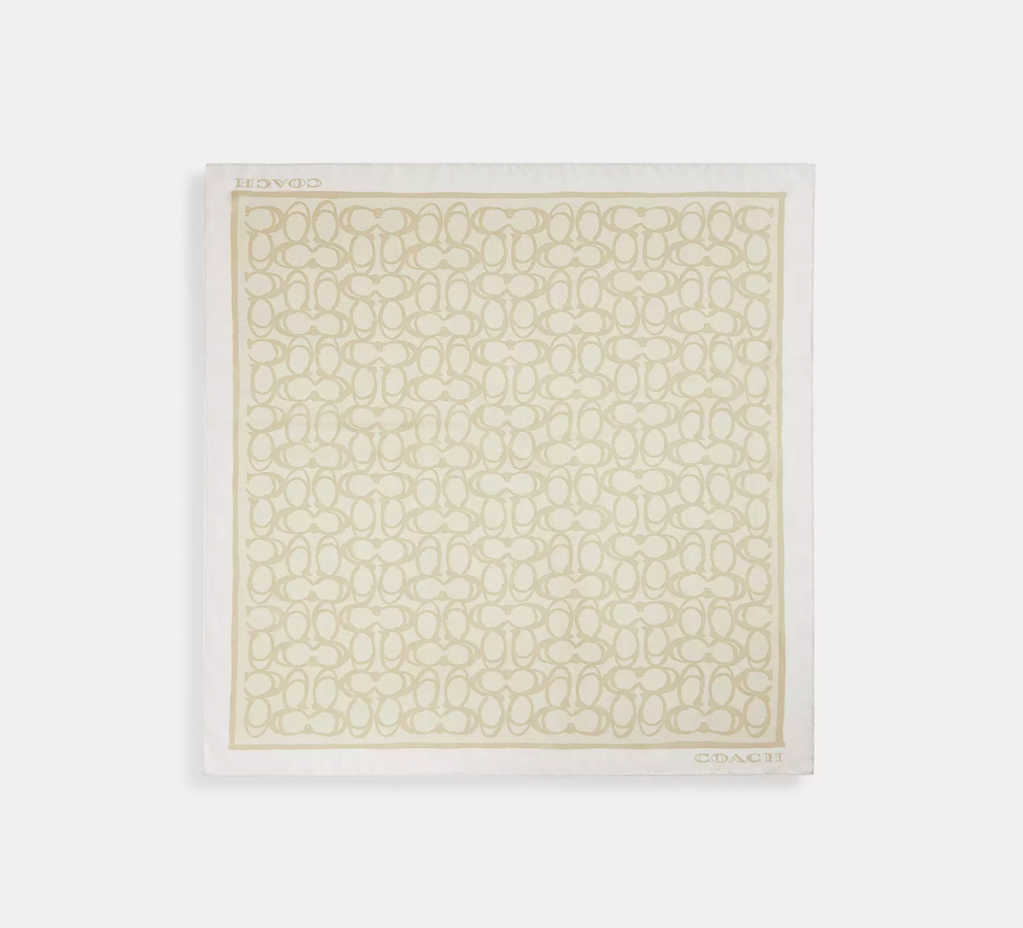 Coach Signature Print Silk Square Scarf - Light Tan