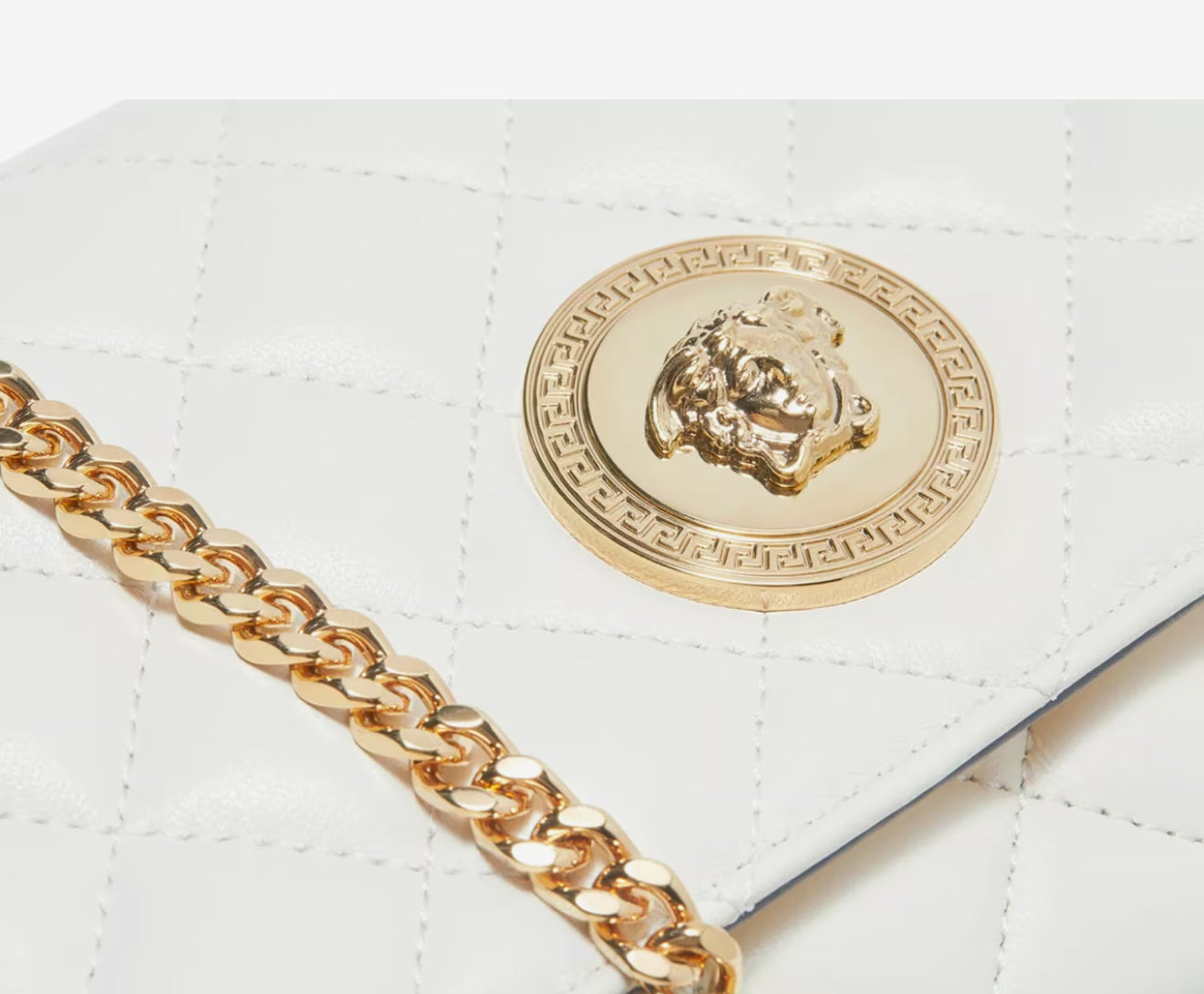 Versace Quilted Leather Crossbody Bag White