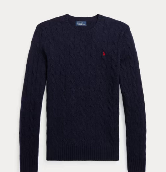 Polo Ralph Lauren Cable-Knit Wool-Cashmere Sweater Navy