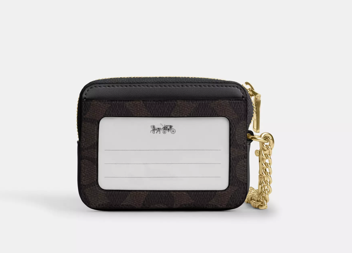Coach Zip Card Case In Signature Canvas Kartlık