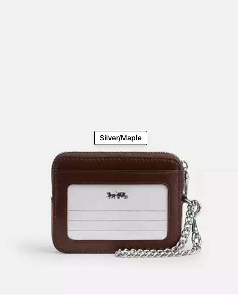 Coach Zip Card Case With Quilting - Silver/Maple