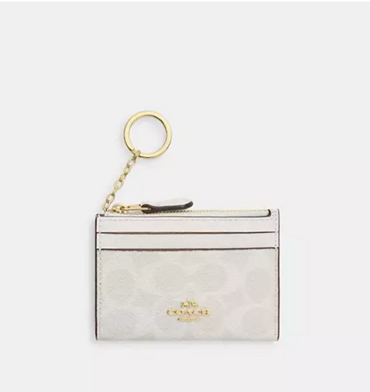 Coach Mini Skinny ID Case In Signature Canvas - Gold/Chalk