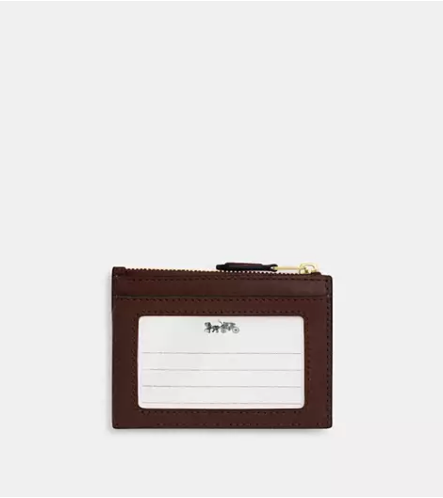 Coach Mini Skinny Id Case With Quilting - Gold/Maple