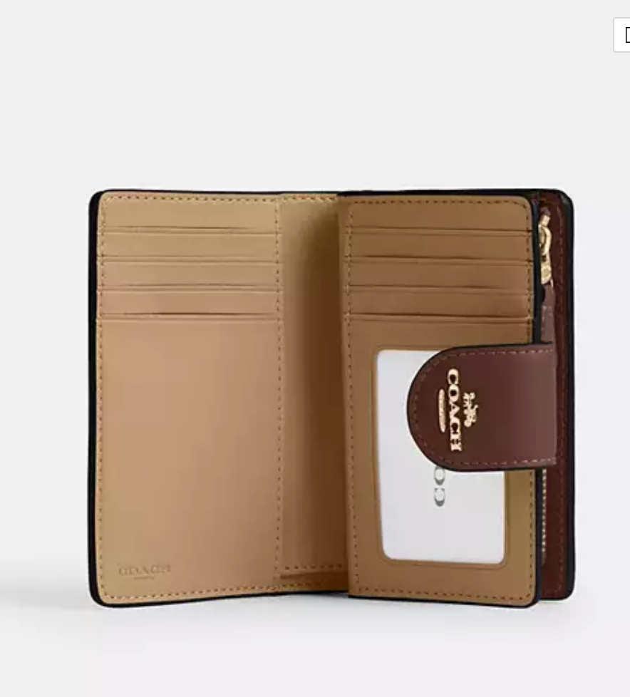 Coach Medium Corner Zip Wallet In Signature Canvas - Tan/Brown