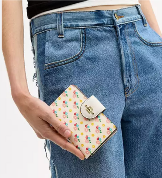Coach Medium Corner Zip Wallet With Floral Print
