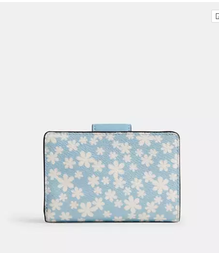 Coach Medium Corner Zip Wallet With Floral Print - Blue Multi