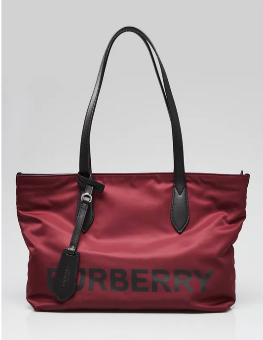 Burberry Burgundy/Black Eco Nylon Small Tote Bag