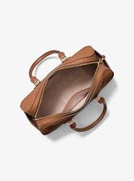 Michael Kors Jet Set Travel Medium Logo Embossed Leather Duffel Crossbody Bag