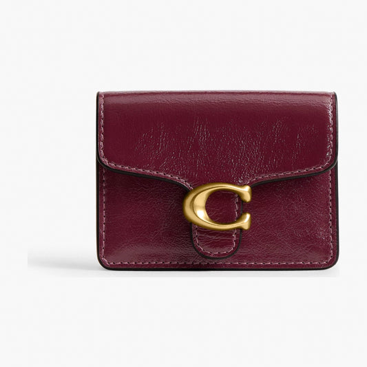 Coach Tabby Card Case - Brass/Dark Cherry