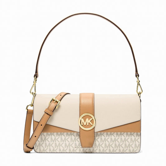 Michael Kors Greenwich Medium Signature Logo Convertible Crossbody Bag - LT CRM MULTI