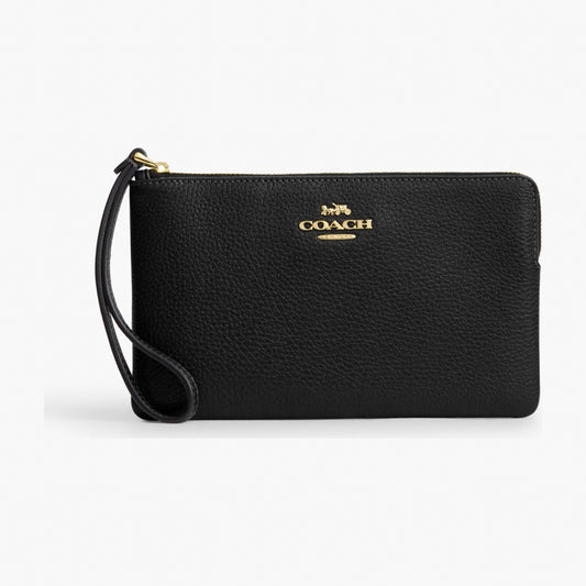 Coach Large Corner Zip Wristlet - Gold/Black