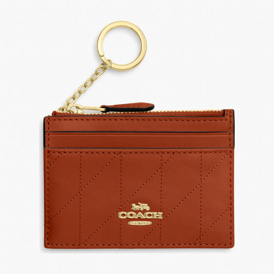 Coach Mini Skinny Id Case With Quilting - Gold/Cinnamon