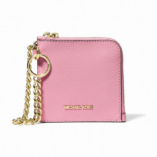Michael Kors Jet Set Travel Pebbled Leather Chain Wallet - CARNATION
