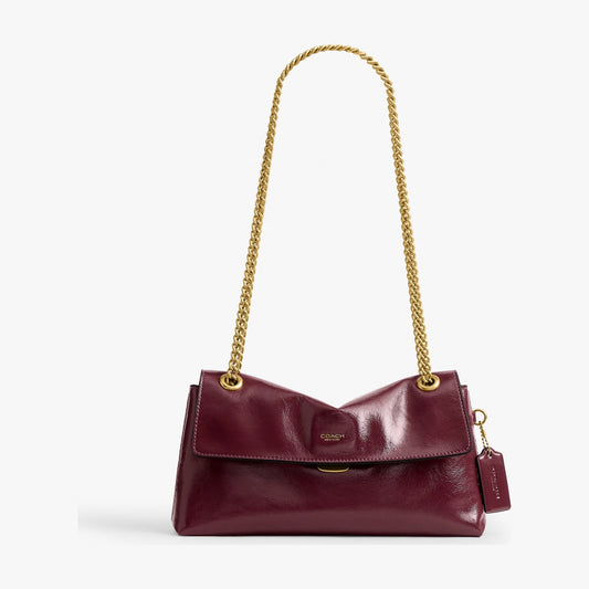 Coach Chelsea Shoulder Bag 26 With Chain - Brass/Dark Cherry