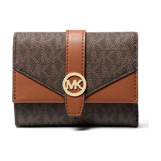 Michael Kors Greenwich Medium Signature Logo Trifold Wallet - BROWN