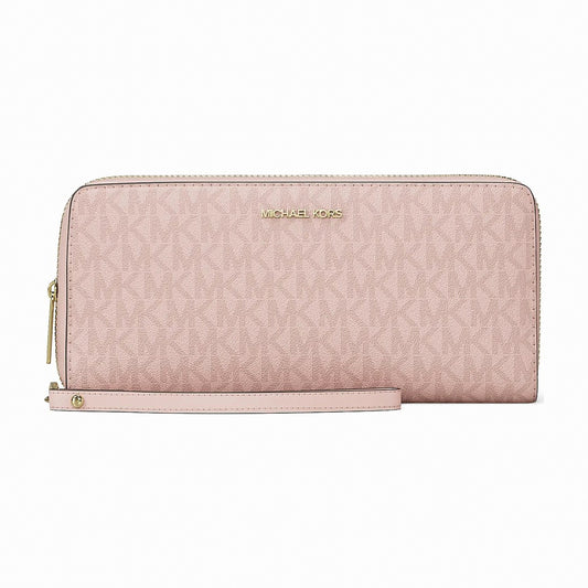 Michael Kors Jet Set Travel Large Signature Logo Continental Wristlet - POWDER BLUSH