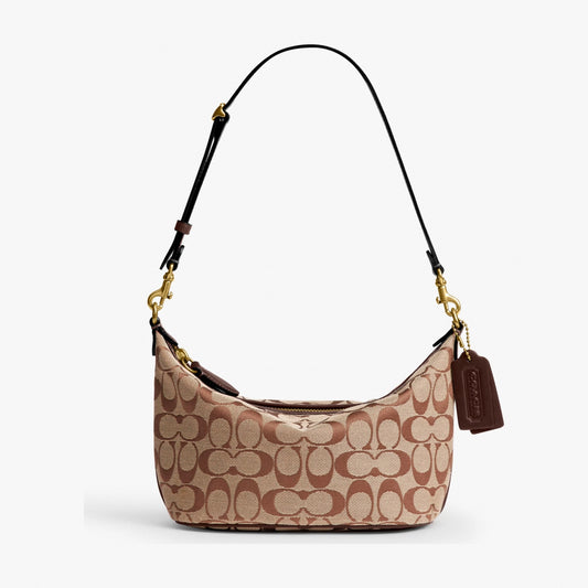 Coach Demi Bag In Signature Jacquard - Brass/Khaki Maple