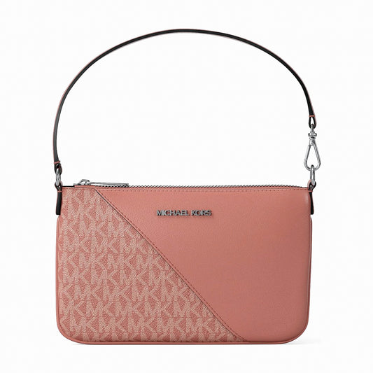 Michael Kors Jet Set Travel Small Signature Logo and Smooth Wristlet - SUNSET ROSE