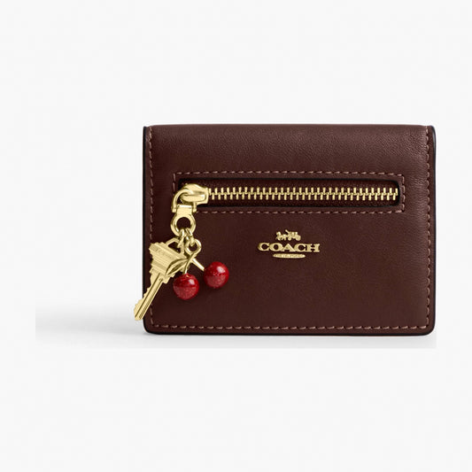 Coach Card Case With Charms - Gold/Maple