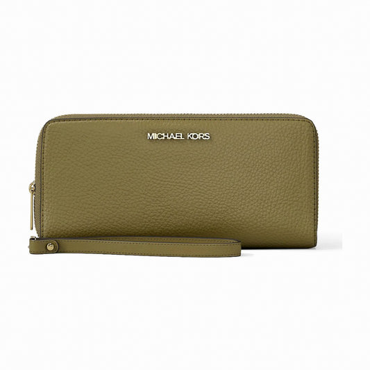 Michael Kors Jet Set Travel Large Pebbled Leather Wristlet - OREGANO