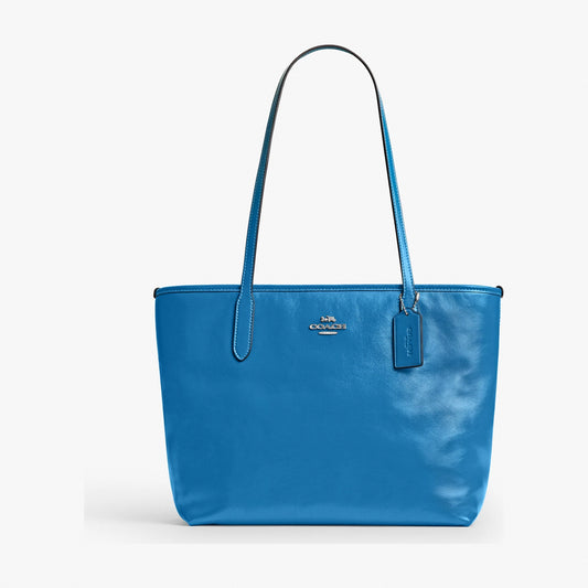 Coach Medium City Tote Bag - Silver/Blue Jay