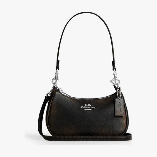 Coach Teri Mini Crossbody Bag In Loved Leather - Silver/Black Brown