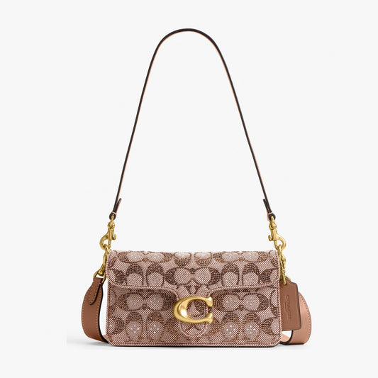 Coach Soft Tabby Shoulder Bag 20 In Crystal Signature Jacquard - Brass/Mushroom