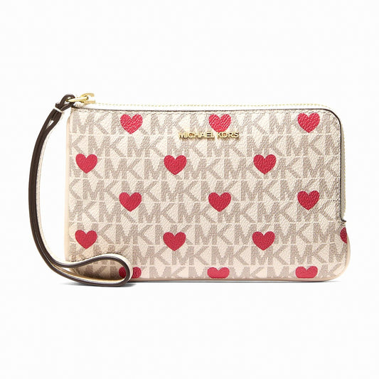 Michael Kors Jet Set Travel Small Printed Signature Logo Wristlet - LT CREAM