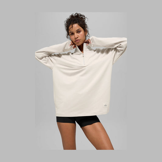 Alo Yoga Double Take Long Sleeve 1/4 Zip - Bone