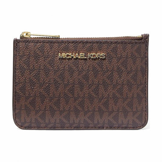 Michael Kors Jet Set Travel Small Signature Logo Coin Purse - BROWN