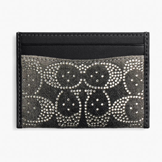 Coach Essential Card Case With Crystal Signature - Silver/Black