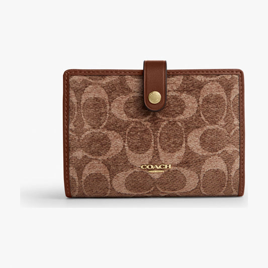 Coach 2-In-1 Wallet In Signature Chenille - Gold/Light Khaki/Vintage Brown