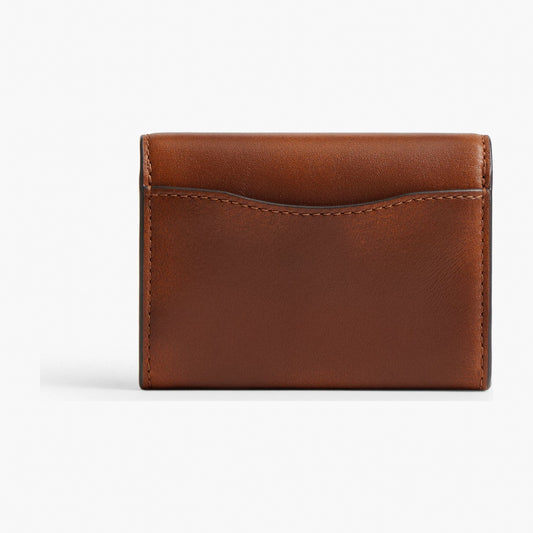 Coach Essential Flap Card Case In Loved Leather - Brass/Brown