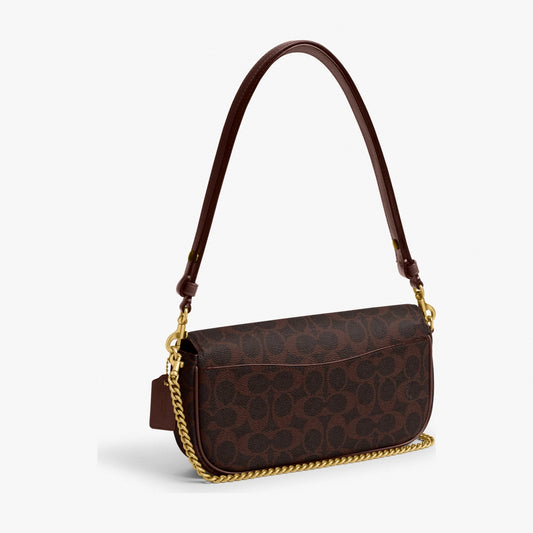 Coach Brook Flap Chain Bag In Signature Canvas - Brass/Maple