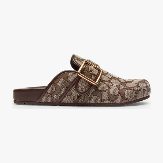 Coach Archival Buckle Clog In Signature Jacquard - Oak/Maple