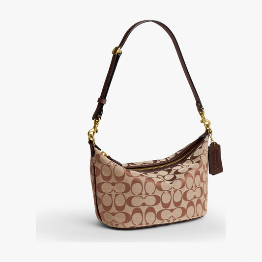 Coach Demi Bag In Signature Jacquard - Brass/Khaki Maple