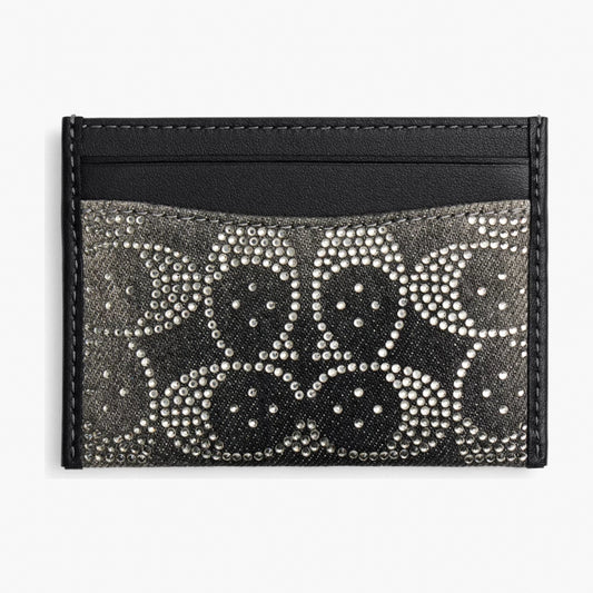 Coach Essential Card Case With Crystal Signature - Silver/Black