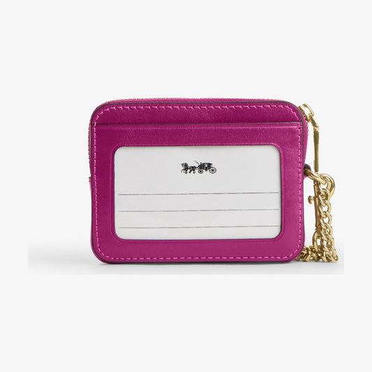 Coach Zip Card Case - Gold/Magenta