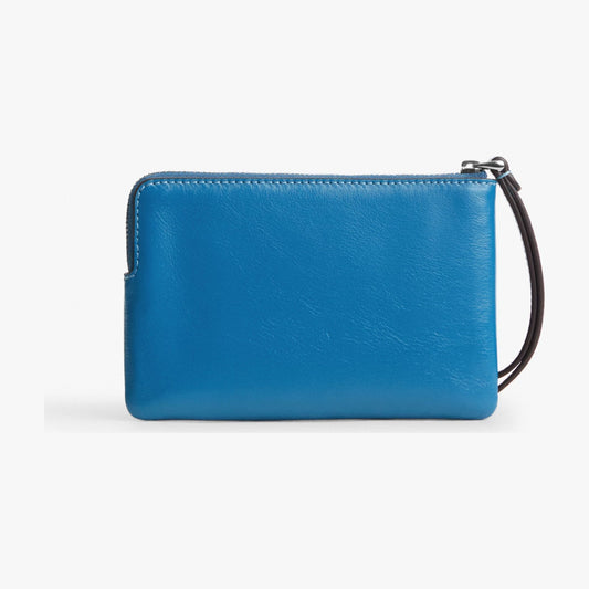Coach Corner Zip Wristlet - Silver/Blue Jay