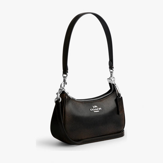 Coach Teri Mini Crossbody Bag In Loved Leather - Silver/Black Brown
