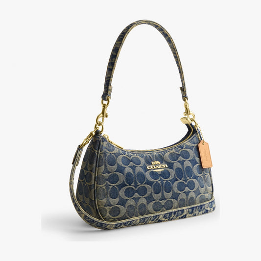 Coach Teri Shoulder Bag In Signature Regenerative Cotton Denim - Gold/Denim