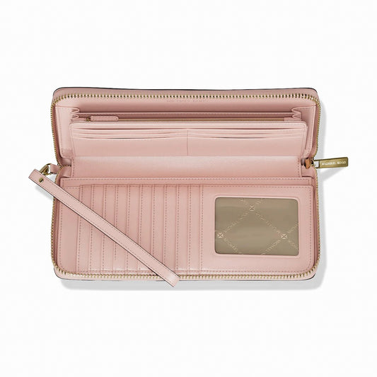 Michael Kors Jet Set Travel Large Signature Logo Continental Wristlet - POWDER BLUSH